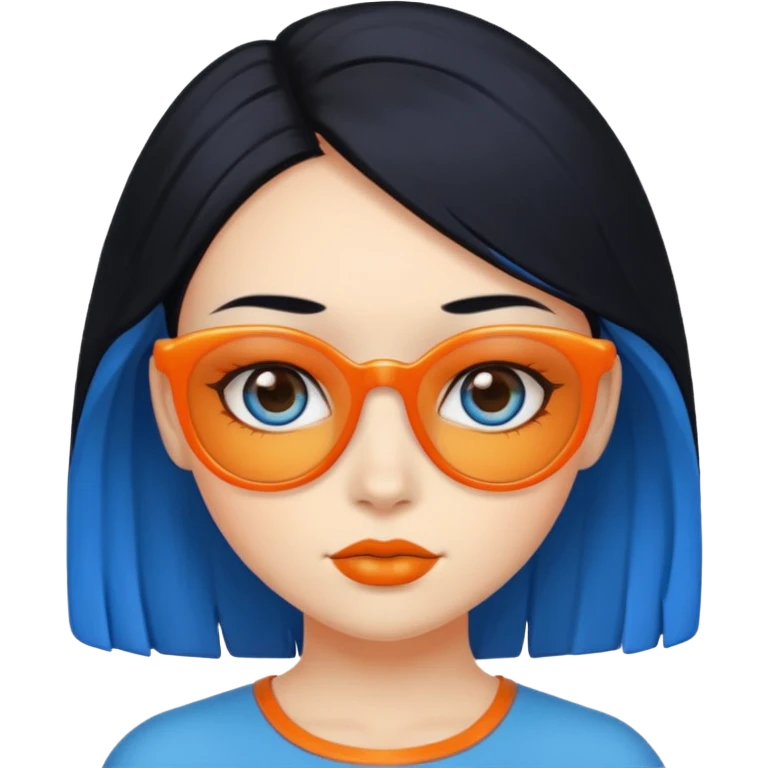blue skinned orange glassed child girl emoji