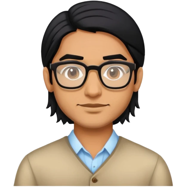 indian guy with glasses and long hair emoji