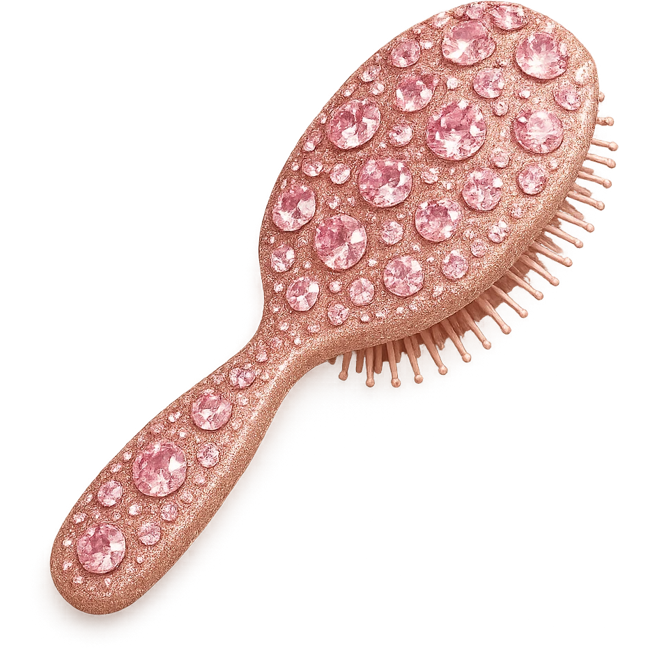 pink jeweled hairbrush emoji