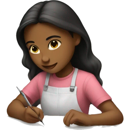 a girl is painting with board emoji