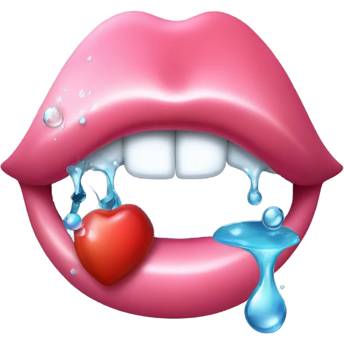 Juicy Lips blowing a kiss with water dripping from mouth emoji