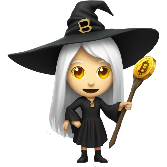 Witch with bitcoin, white skin  emoji