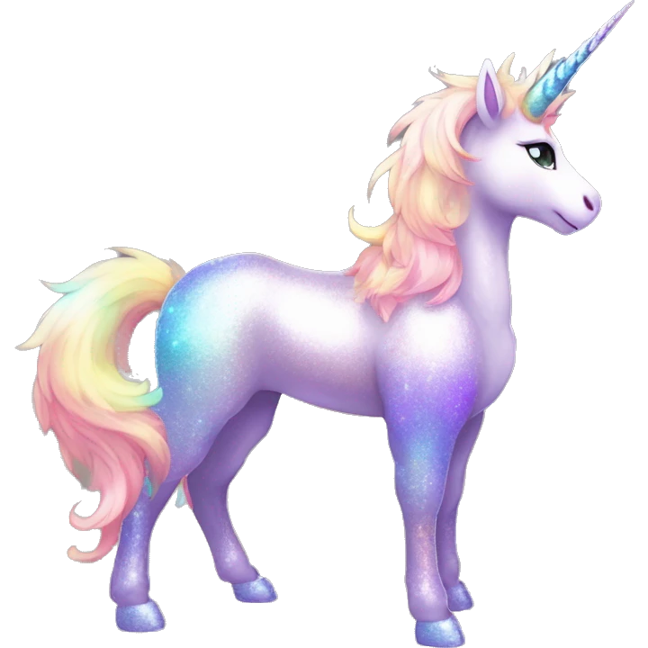 Shiny Sparkly Colorful Fluffy beautiful fantasy unicorn horn Kawaii Ethereal Anthro Sona Fakemon-animal Full Body emoji