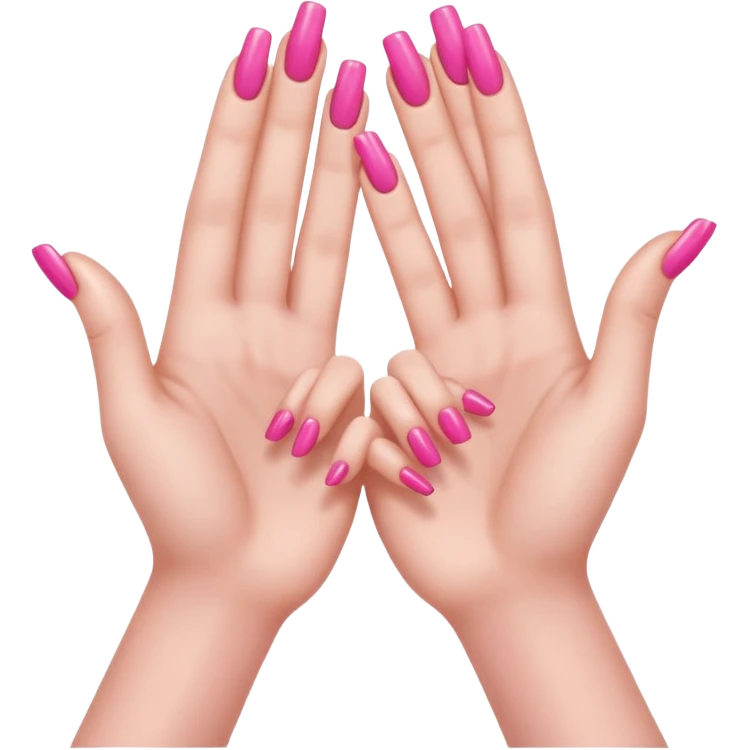 hands with long pink nails doing a hand heart like this 🫶🏼 emoji
