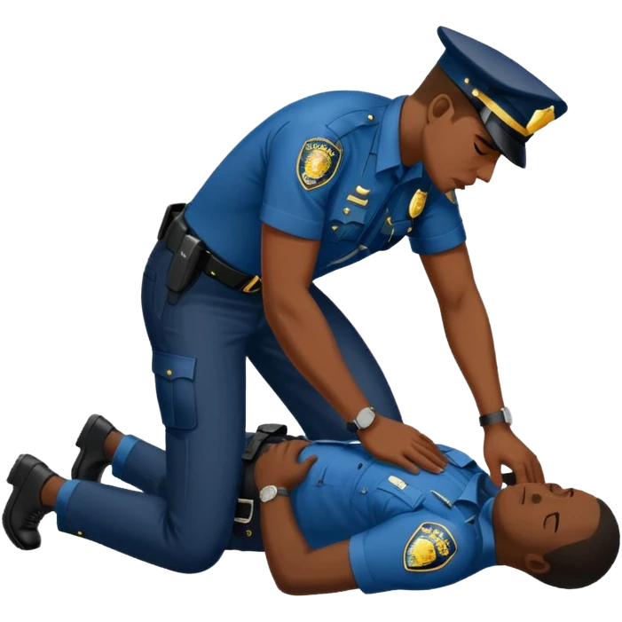 With A police officer put his knee on a black man and forced him to the ground , George Floyd  emoji