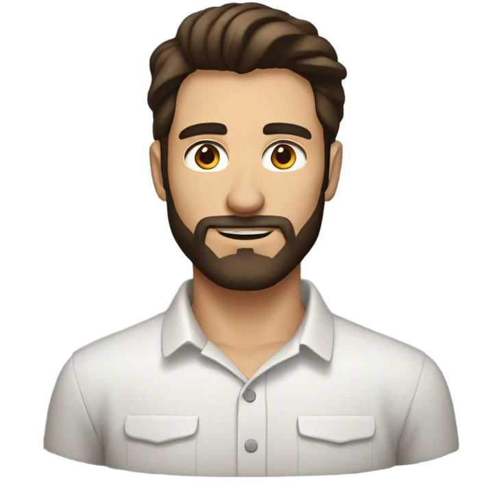 a tall, handsome brunette man with brown eyes and beard  emoji