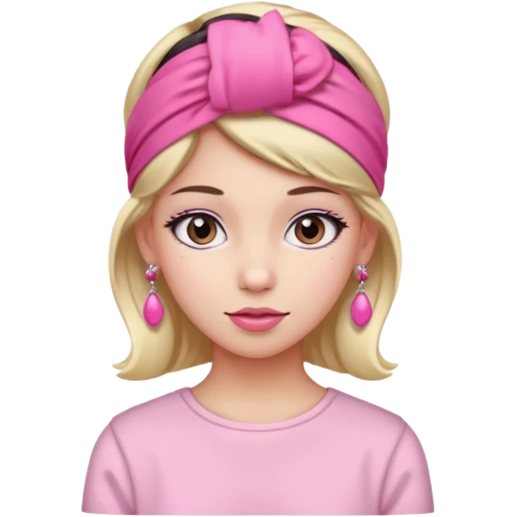 Fashion girl with pink headband and earrings emoji