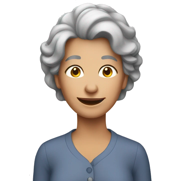 older woman gray middle l hair happy face emoji
