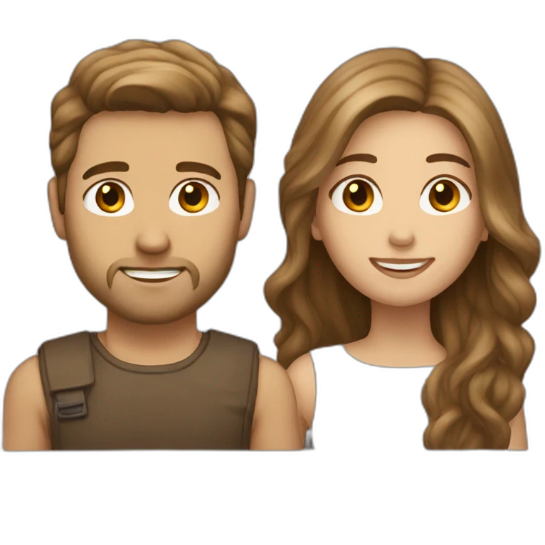 brown hair white man with light beard and light brown long hair woman emoji