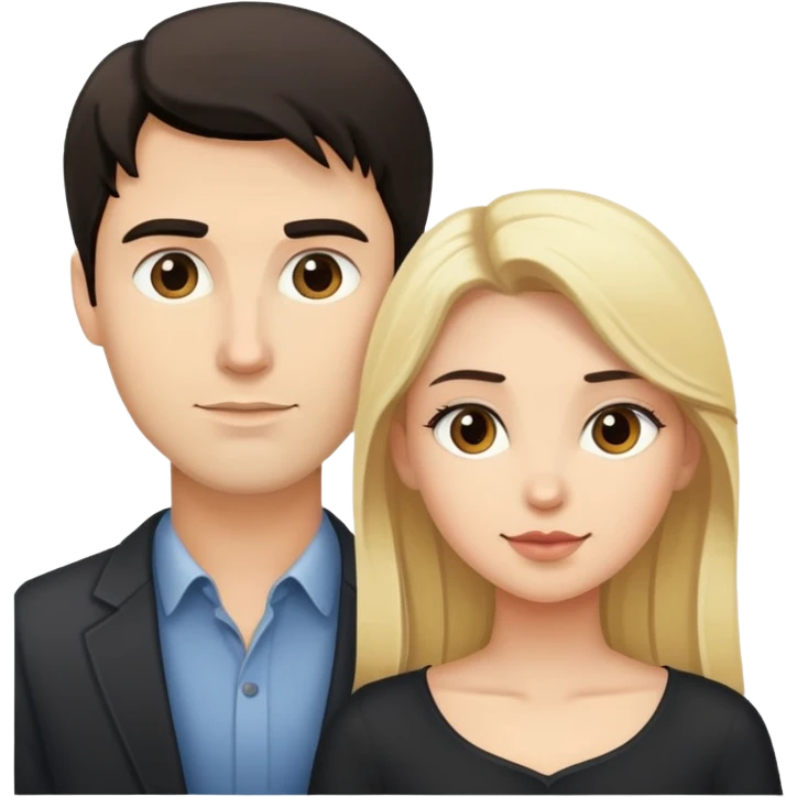 caucasian blonde man and dark hair girl  emoji