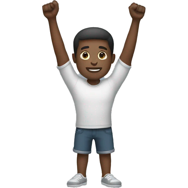 black man arms raised high emoji