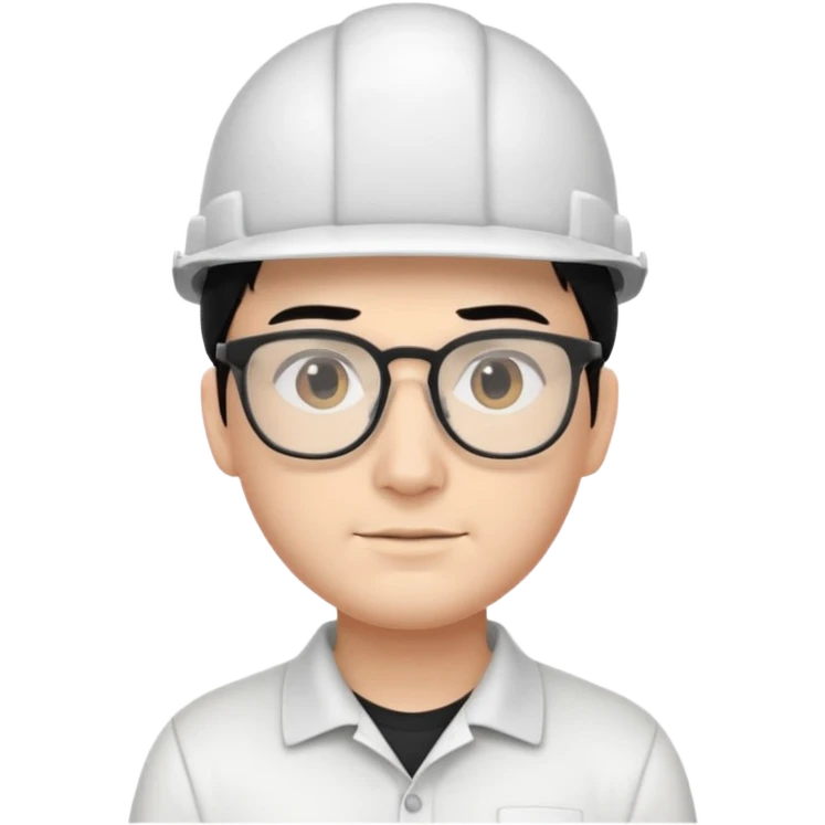 engineer wearing white polo, black hair with headgear emoji