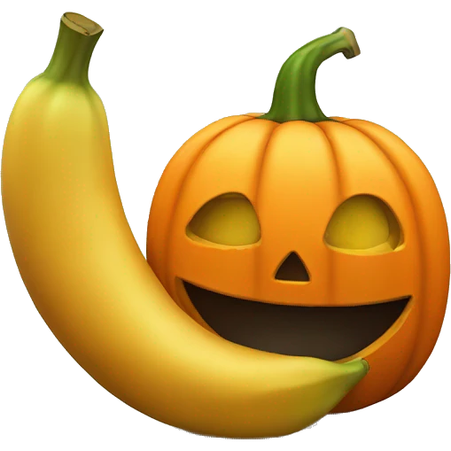 Orange Halloween pumpkin sucking a banana emoji