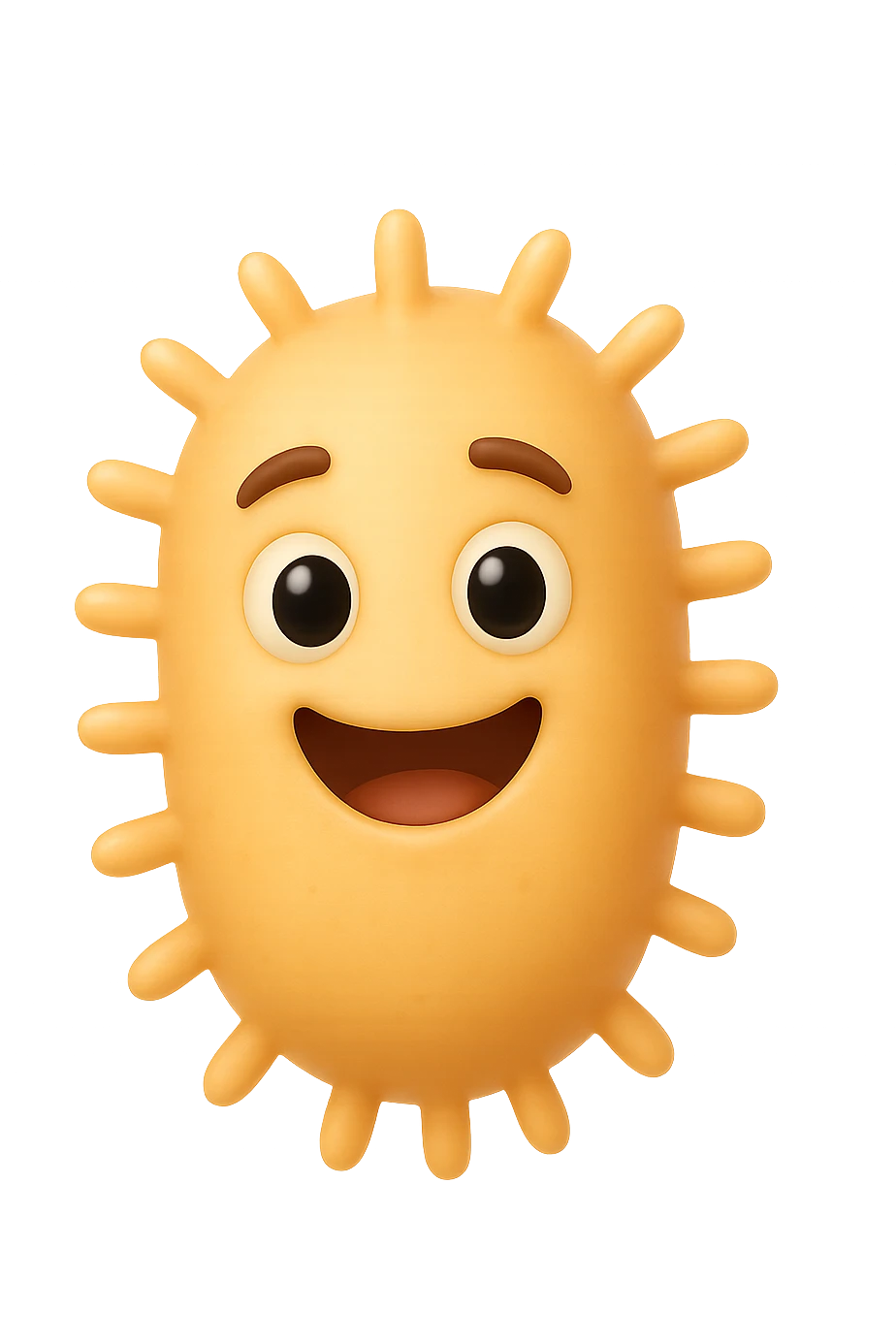 EMOJI STILE IPHONE DI BATTERI INTESTINALI FELICI CHE FLUTTUANO IN ARIA IPERREALISTICO 4K emoji