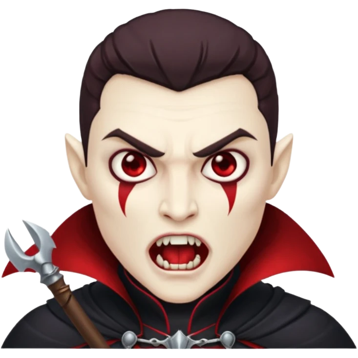 vampire guard with spear open mouth emoji