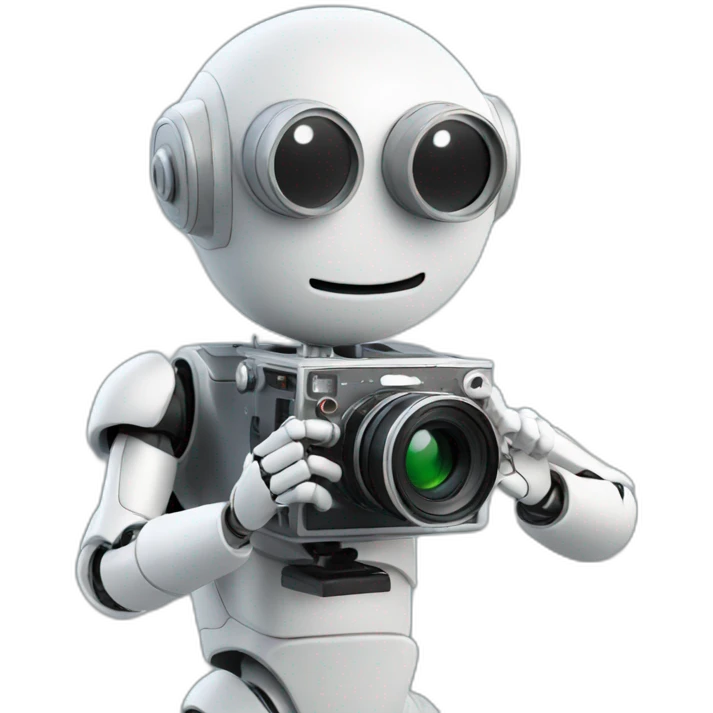 robot director holding a film camera emoji
