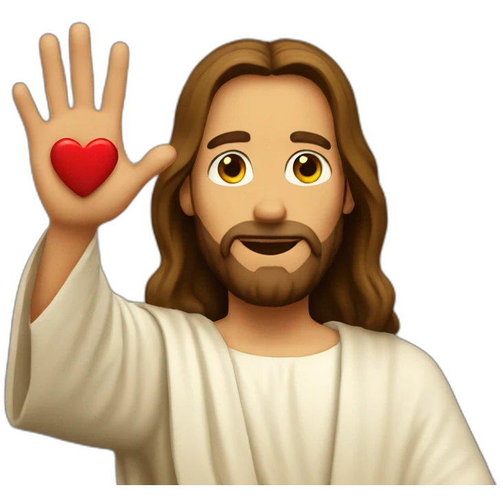 jesus showing heart love with fingers emoji