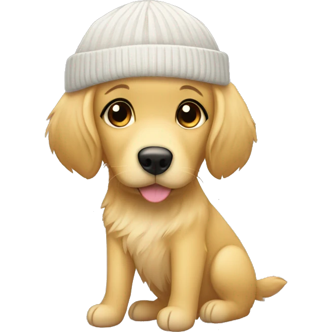 female golden retriever with black haired pale girl with beanie emoji