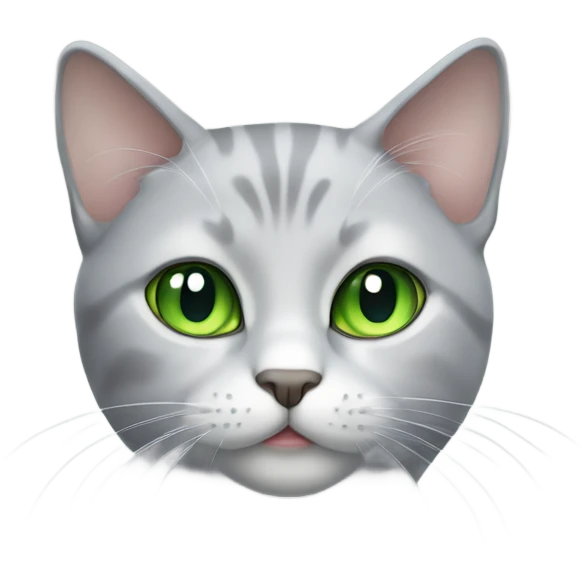 Light grey cat with green eyes emoji