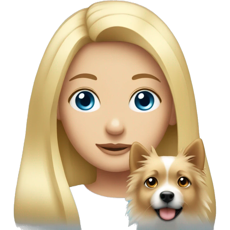 Blonde girl blue eyes holding spitz  emoji