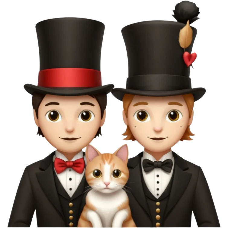 magician couple and their pet cat emoji