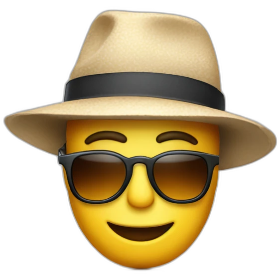 un bonhomme avec un chapeau et des lunettes de soleil emoji