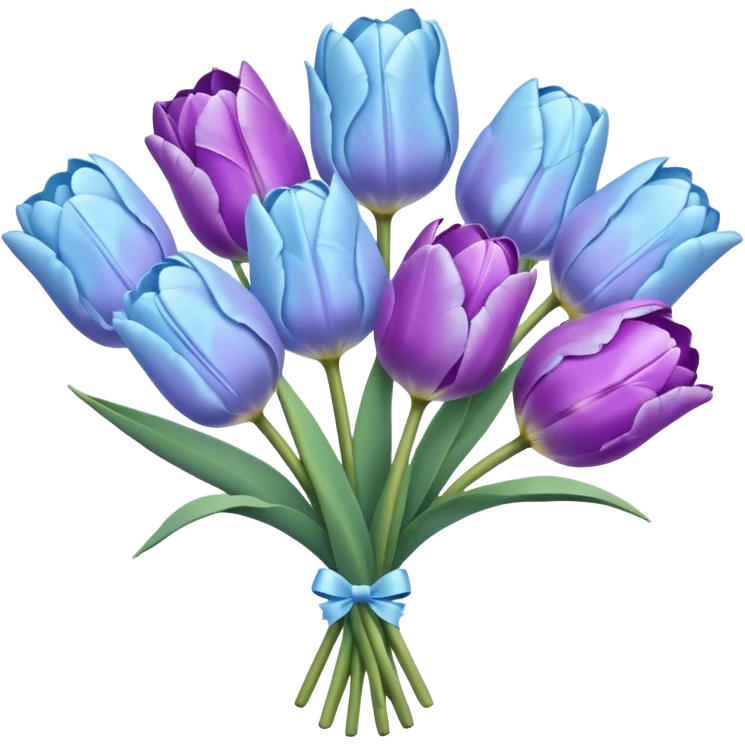 light blue and light purple tulip bouquet emoji