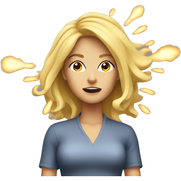 Blonde woman with explosion emoji
