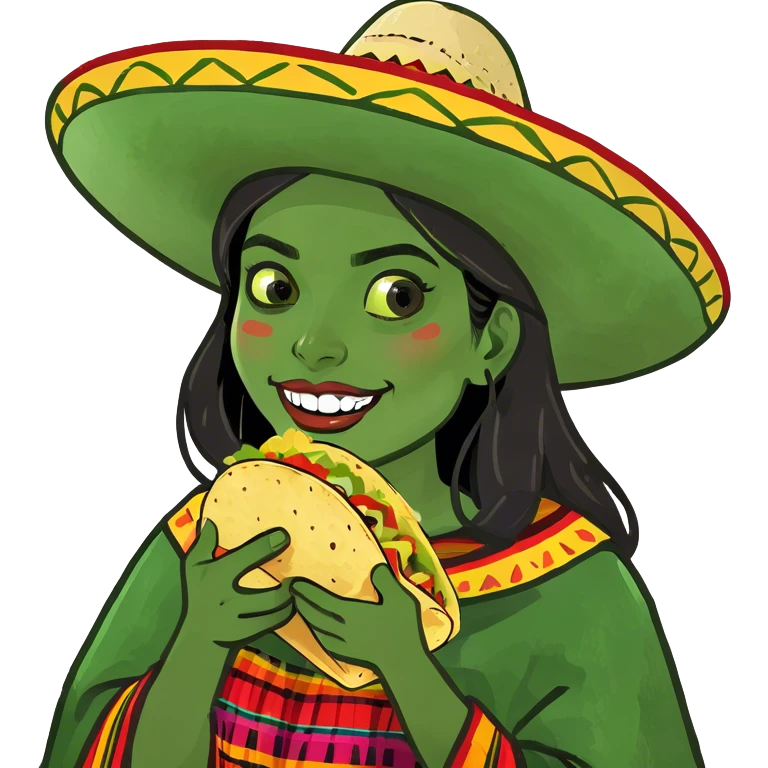 mexican girl eating taco emoji