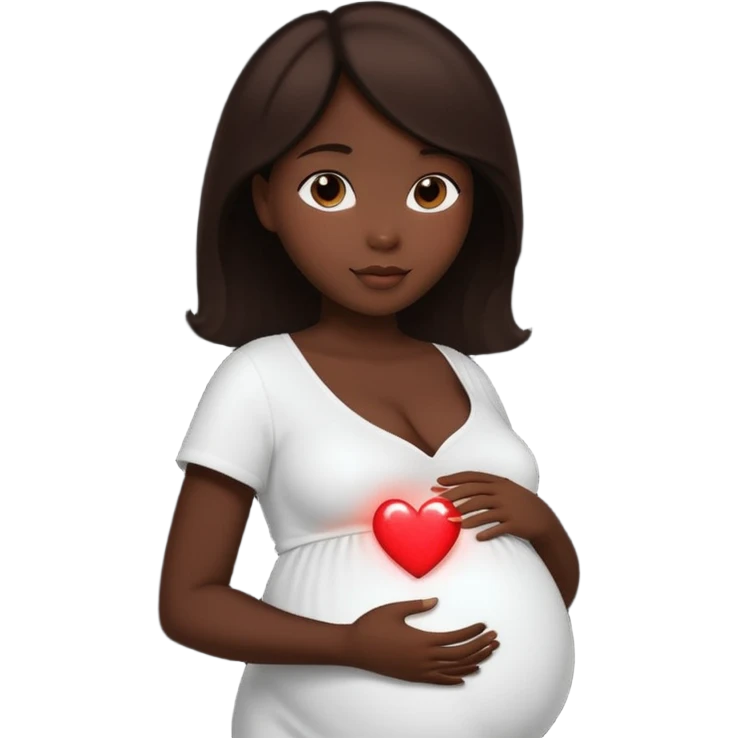 pregnant woman silhouette with a glowing heart inside emoji