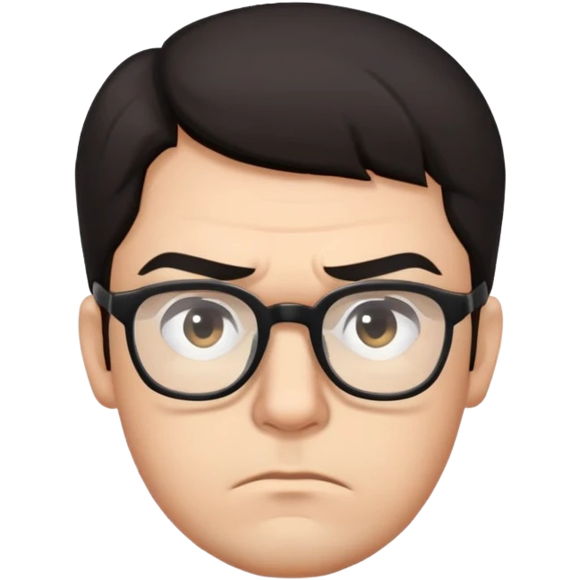 Dark haired man frowning in glasses emoji