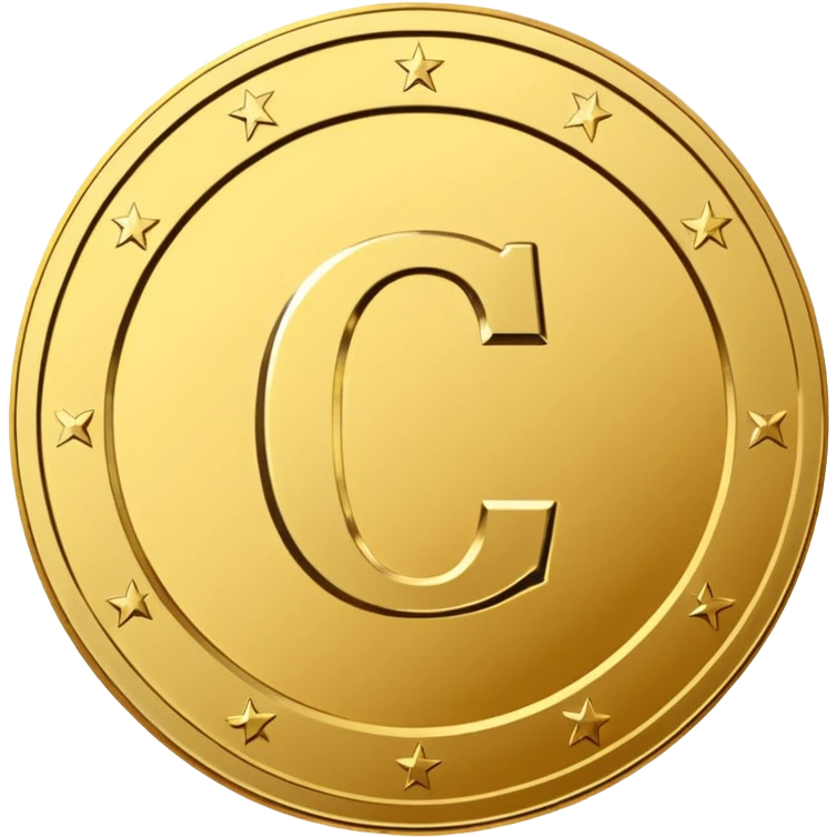 A premium gold coin icon with a clean, modern embossed design-system emblem in the center. No currency symbols. Center symbol: a simplified design-guideline glyph such as a minimal grid,  a C-shaped “credit” monogram, or three aligned dots representing design tokens.   emoji
