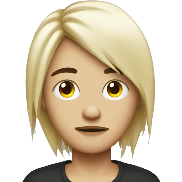 Depressed emo hairstyle covering one eye emoji