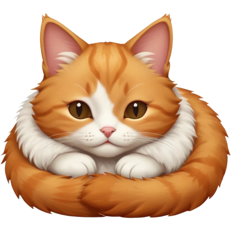 ginger and white small cat eyes closed lying down in funny position emoji