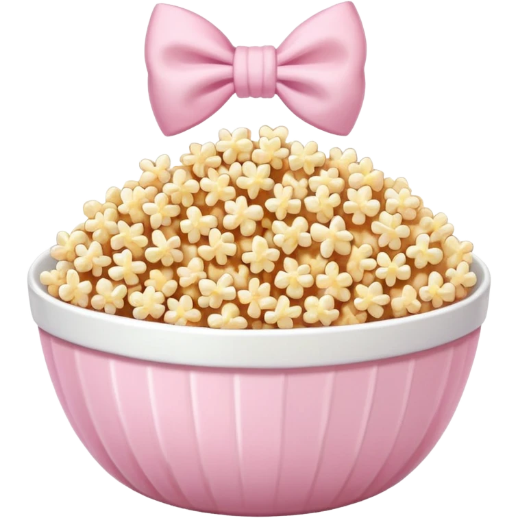 popcorn soft texture in white bowl with pink pastel bow not on top emoji