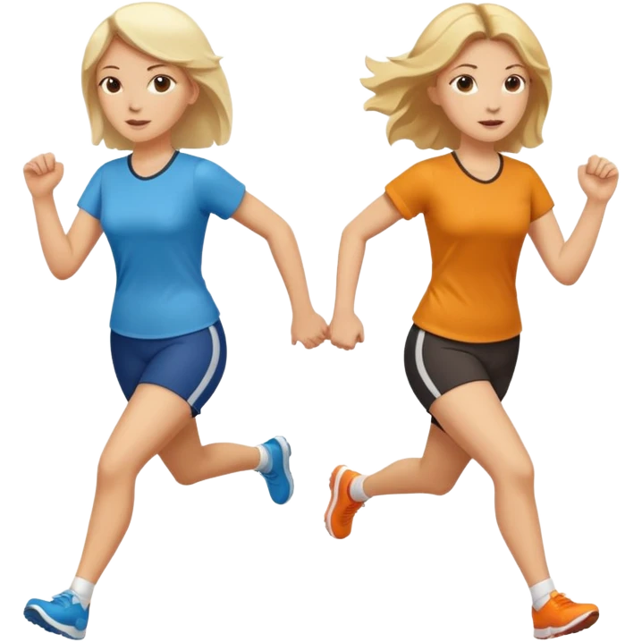 I want 2 women holding hands running in same direction, one is brunette, one is blonde emoji