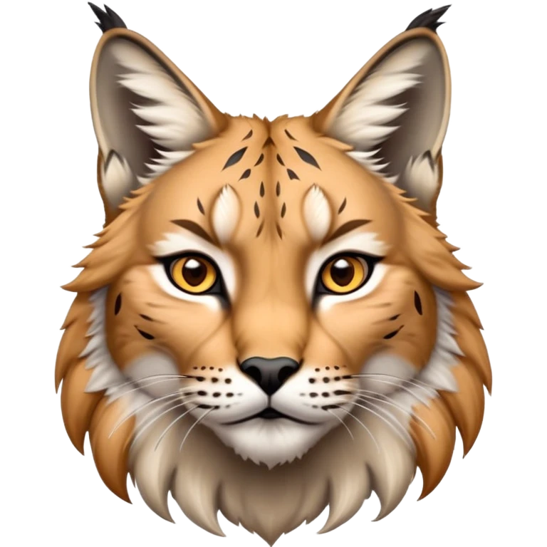 Cinematic-Noble realistic-Lynx-Portrait-Emoji – Poised and regal, with a strong, agile build and a strikingly patterned fur of warm tawny fur accented by bold black ear tufts, deep-set, intelligent amber eyes, simplified yet sharp and sophisticated. zoomed out to show shoulders emoji