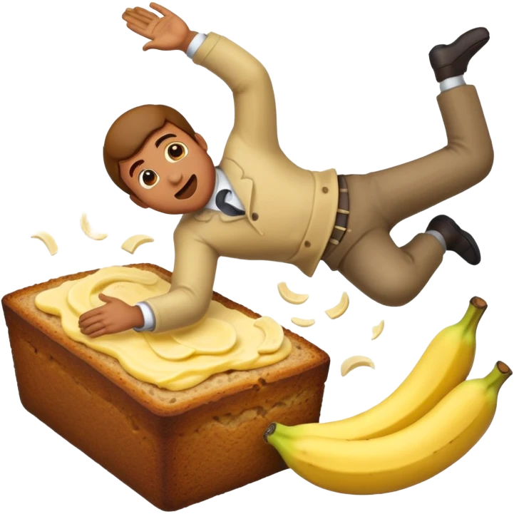 Emoji man falling into banana bread  emoji