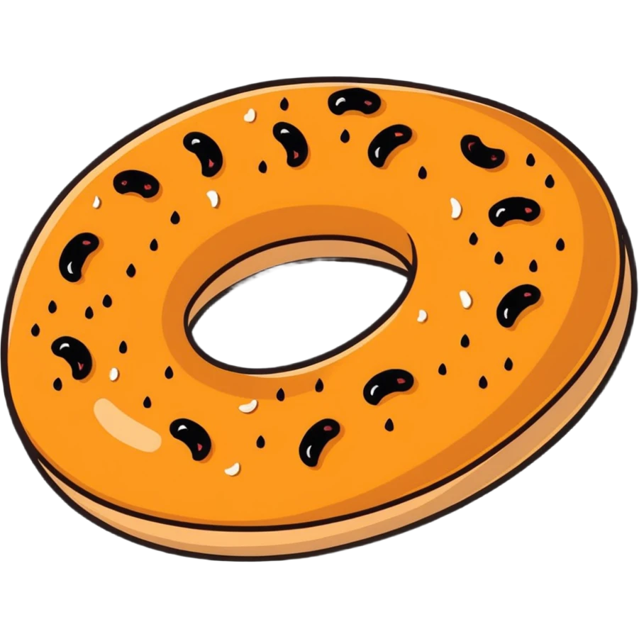 cartoon sticker of a simit, Turkish sesame bread ring emoji