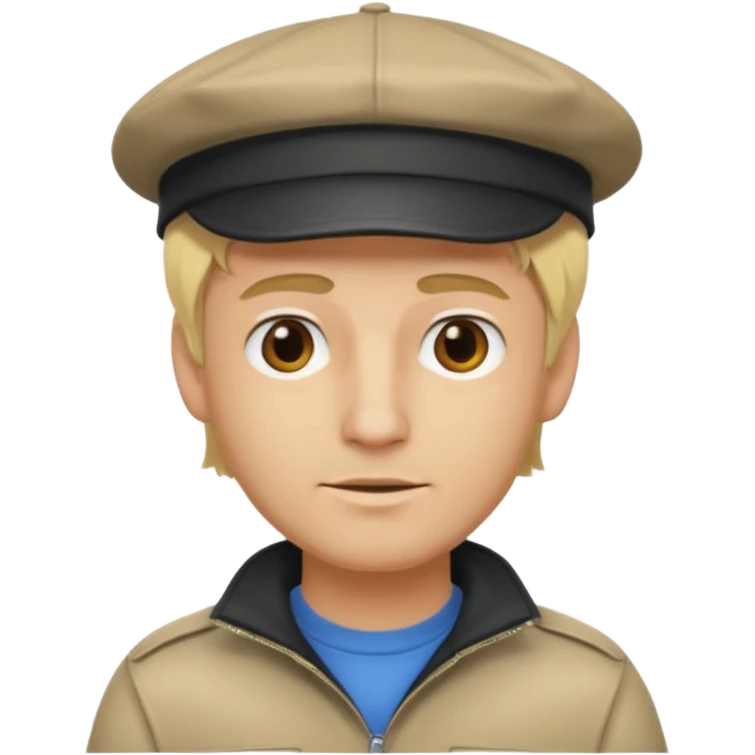 Homme fort blond chauve casquette emoji