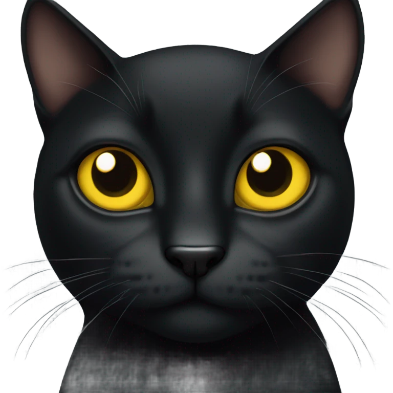 Black slim cat with big yellow eyes and big pupils emoji