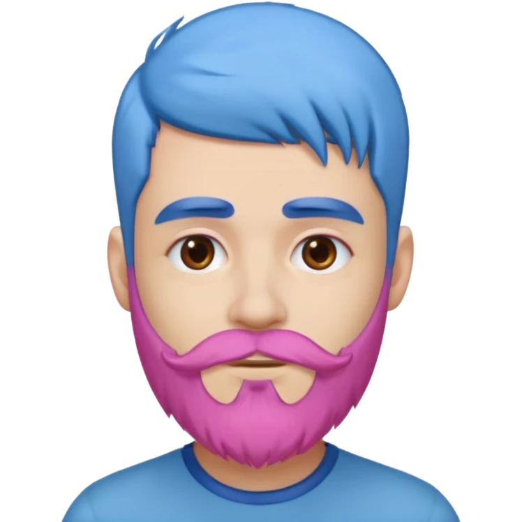 uma pessoa com o cabelo azul e barba roza emoji
