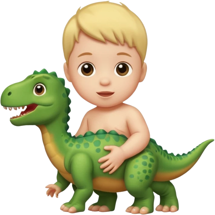 baby with a dinosaur toy emoji