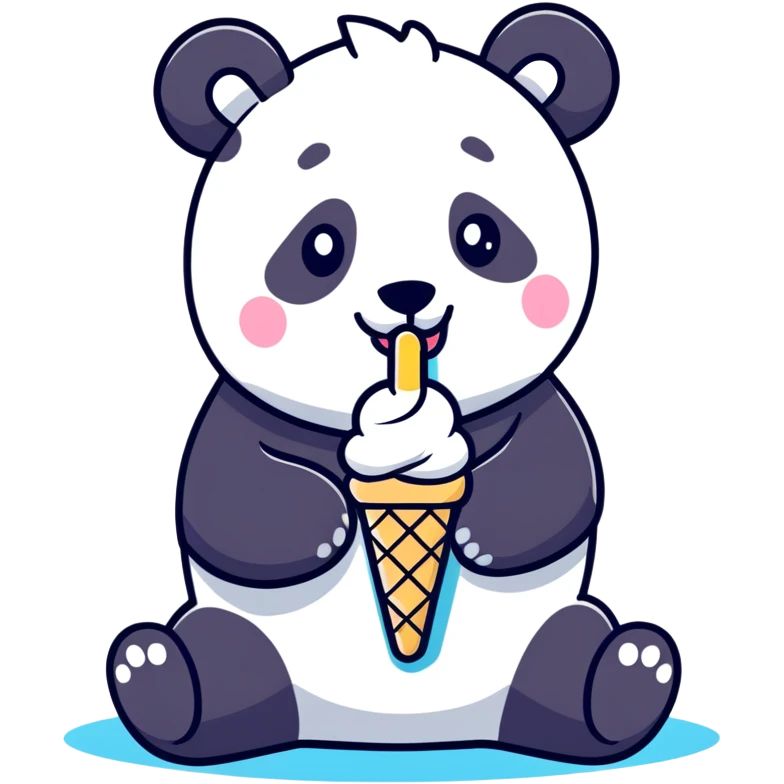 Panda eating ice cream emoji