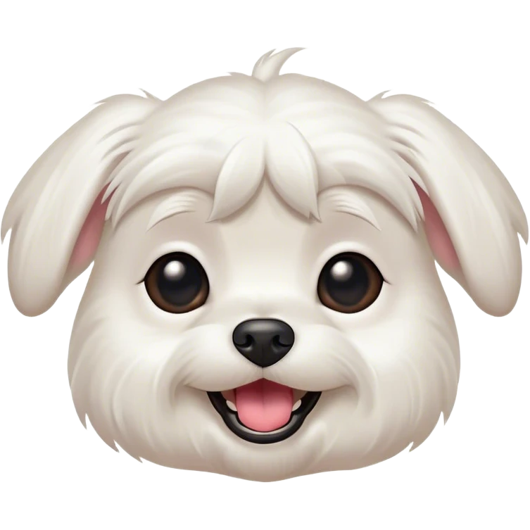 Cinematic Comical Maltese Portrait Emoji, Head tilted dramatically with an exaggeratedly amused or surprised expression, featuring a silky white coat with a playful sheen, wide, expressive dark eyes filled with exaggerated disbelief, Simplified yet hilariously expressive features, highly detailed, glowing with a slightly sassy glow, high shine, dramatic yet playful, stylized with an air of cheeky charm, bright and endearing, soft glowing outline, capturing the essence of a spirited and over-the-top companion, so meme-worthy it feels like it could side-eye its way into internet fame instantly! emoji