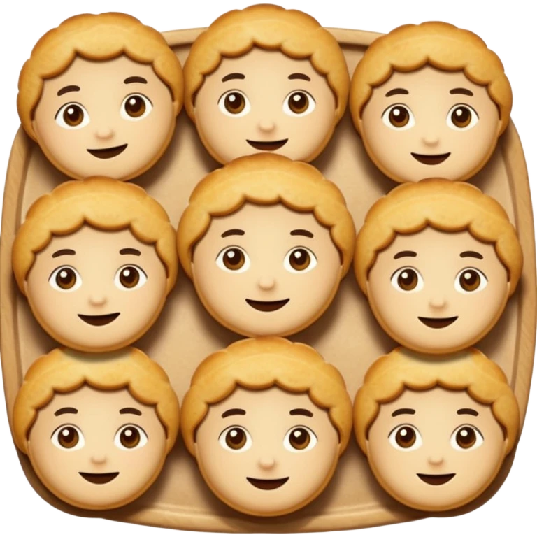 Baking community humanless avatar in vibrant style illustration. Pie, cookie, and muffin warm golden tones, simple shapes, flat design, high contrast, cozy and friendly. emoji