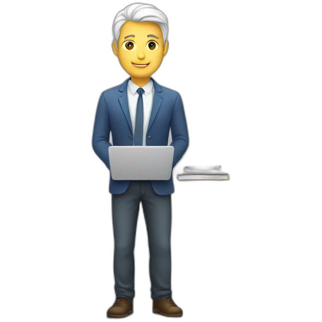 white man smart man using laptop emoji
