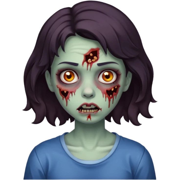 Zombie girl with bruises, she has a short wavy hair. emoji