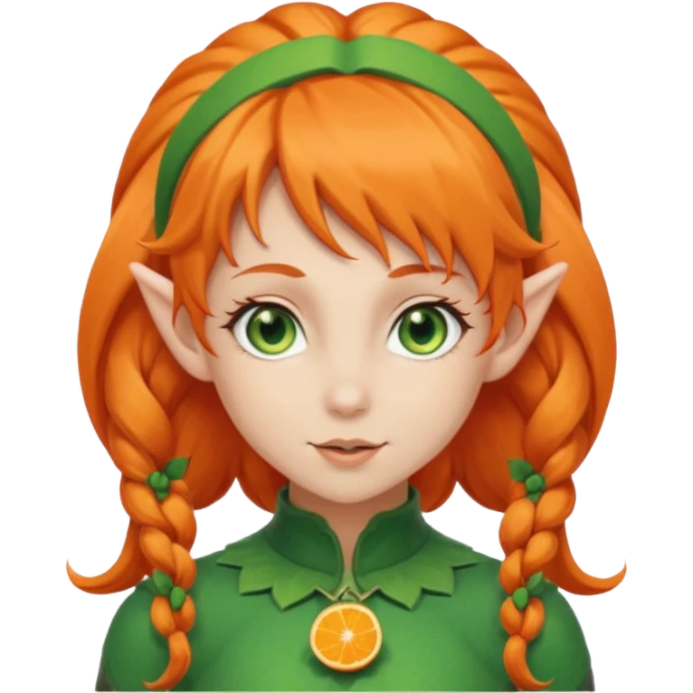 Orange Haired Elf, Elf girl with orange ponytail hair emoji