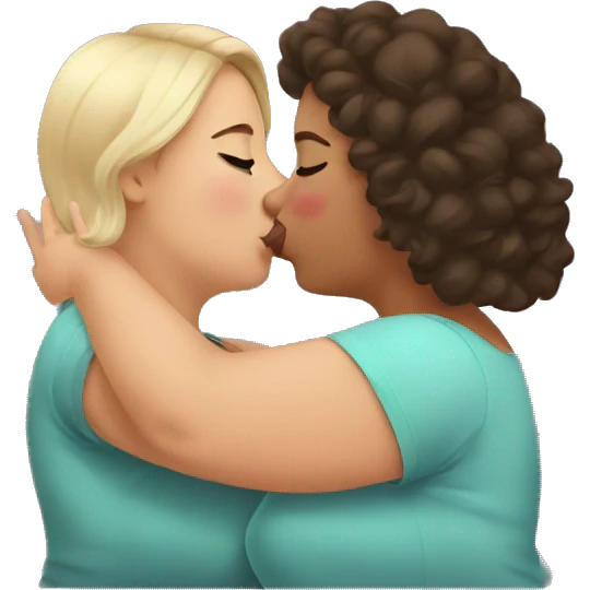 plus size women kissing, cute, aesthetic emoji